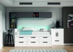 Dormitorio juvenil con cama compacto con cajones sin armario REF.33 2540