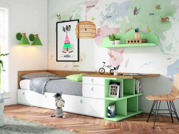 Dormitorio juvenil con cama block sin armario REF.41 2540