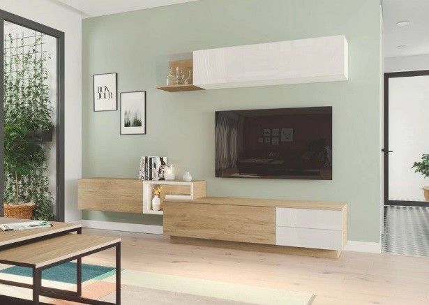 Mueble de Salón con frentes lacados y luces led Ref.804 1016 Mueble de Salón con frentes lacados y luces led Ref.804 1016