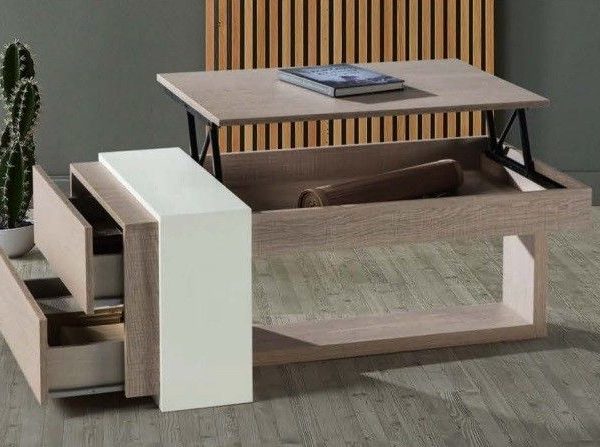 Mesa de centro elevable con cajones Ref.980 10143.Con
