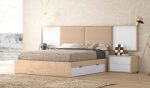 Dormitorio de matrimonio moderno tapizado con cama con cajones Ref.033 3113