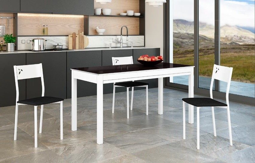 Mesa de Cocina alta gama Extensible con tapa de cristal Ref.Pavia1 2310 Mesa de Cocina alta gama Extensible con tapa de cristal Ref.Pavia1 2310