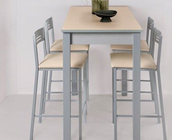 Mesa alta de cocina rectangular fija con tapa de cristal (varias medidas) Ref.Sena2 2310