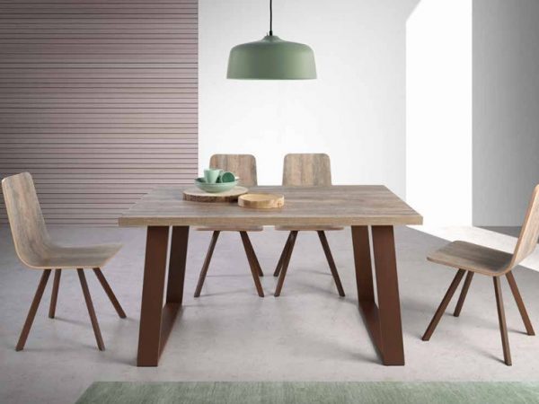 Mesa de Comedor rectangular fija con patas metálicas Ref.2322 2377