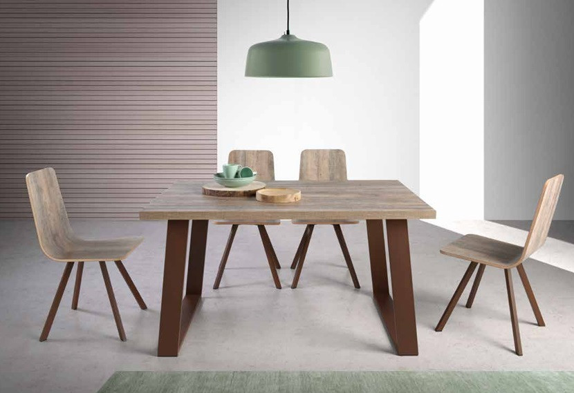Mesa de Comedor rectangular fija con patas metálicas Ref.2322 2377 Mesa de Comedor rectangular fija con patas metálicas Ref.2322 2377
