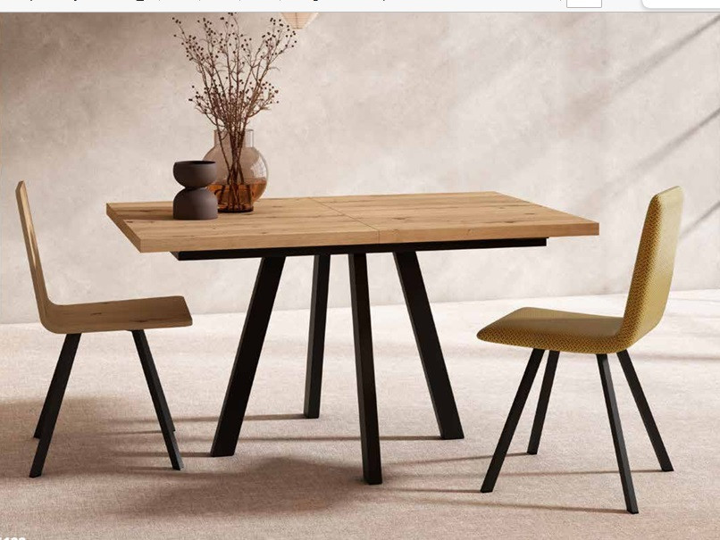 Mesa de Comedor rectangular extensible con patas metálicas Ref.5122 2377 Mesa de Comedor rectangular extensible con patas metálicas Ref.5122 2377