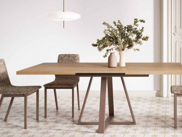 Mesa de Comedor rectangular extensible con patas metálicas Ref.5022 2377
