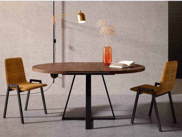 Mesa de Comedor redonda extensible con patas metálicas Ref.5032 2377