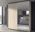 Armario de 2 puertas correderas con puerta de cristal Ref.69 195E