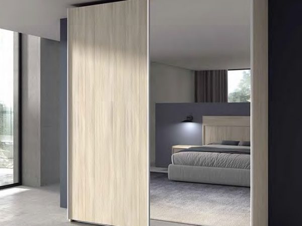 Armario de 2 puertas correderas con puerta de cristal Ref.69 195E
