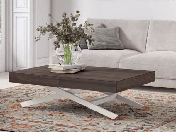Mesa de centro convertible a mesa de comedor de chapa sintética con patas metálicas de 120x80 Ref.5500b 1443 Nod