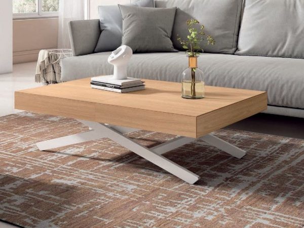 Mesa de centro convertible a mesa de comedor de chapa sintética con patas metálicas de 120x80 Ref.5500b 1443 Nod