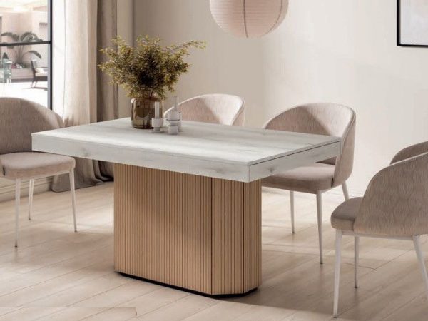 Mesa de Comedor Extensible de 140x90 con cajón y con pie central Ref.5530 1443 no
