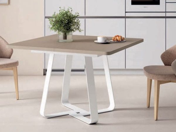 Mesa de Comedor Cuadrada Extensible de 100x100 o 110x110 con patas metálicas Ref.5560 1443 no