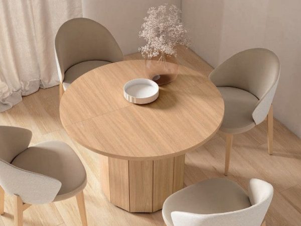 Mesa de Comedor Extensible Redonda de 110 cm con pie central Ref.5580 1443 no