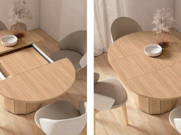 Mesa de Comedor Extensible Redonda de 110 cm con pie central Ref.5580 1443 no