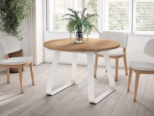 Mesa de Comedor Extensible Redonda de 110 cm con patas metálicas Ref.5600 1443 no
