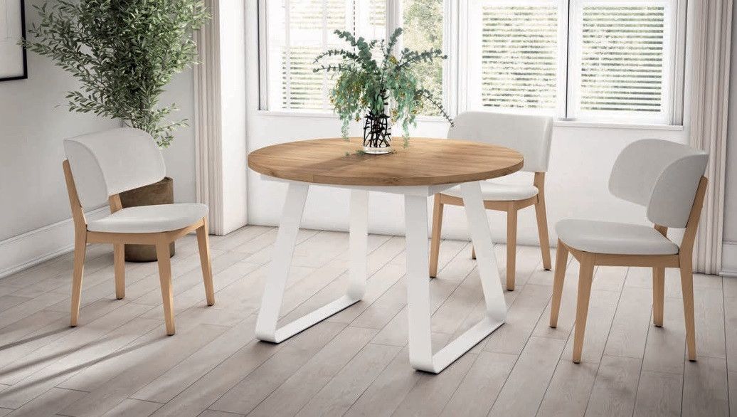 Mesa de Comedor Extensible Redonda de 110 cm con patas metálicas Ref.5600 1443 no Mesa de Comedor Extensible Redonda de 110 cm con patas metálicas Ref.5600 1443 no