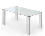 Mesa rectangular fija con tapa de cristal y patas lacadas de 160x90 Ref.3653 10201