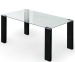 Mesa rectangular fija con tapa de cristal y patas lacadas de 160x90 Ref.3653 10201