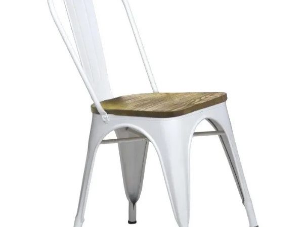 Silla de metal estilo industrial con asiento de madera Ref.4146 10201