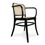 Silla de madera con brazos y asiento de mimbre Ref.1804 10201