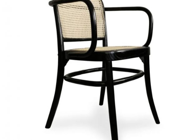 Silla de madera con brazos y asiento de mimbre Ref.1804 10201