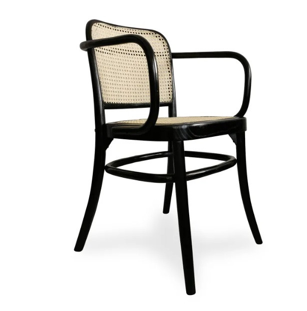 Silla de madera con brazos y asiento de mimbre Ref.1804 10201 Silla de madera con brazos y asiento de mimbre Ref.1804 10201