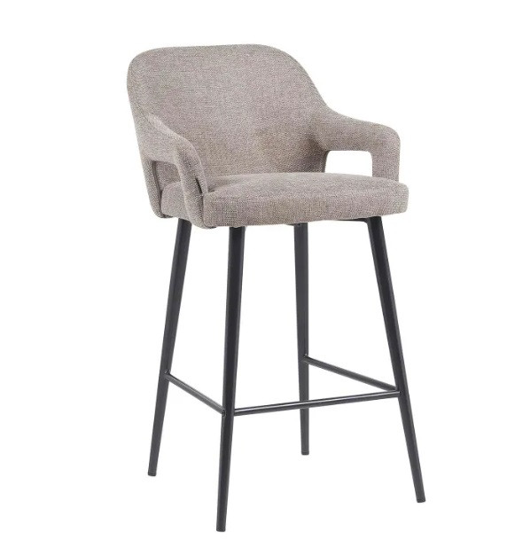 Taburete alto con respaldo de tela arena y patas metálicas Ref.6031 10201 Taburete alto con respaldo de tela arena y patas metálicas Ref.6031 10201