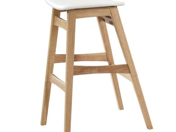 Taburete alto de madera con asiento pvc blanco Ref.4997 10201