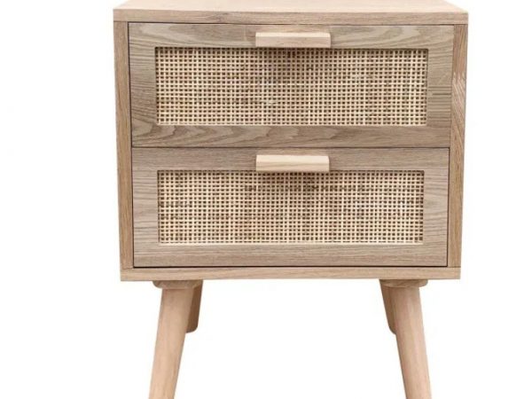 Mesa Auxiliar de chapa de fresno con ratán Ref.2532 10201