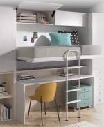Cama abatible horizontal superior para colchón de 90x190 con mesa inferior REF.63 1007 Juv