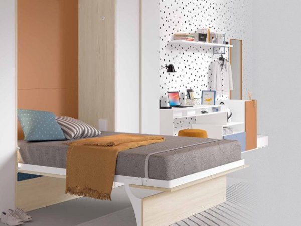 Cama abatible Vertical con asiento tapizado para colchón de 150x190 (Disponible en más medidas) REF.69 1007 Juv