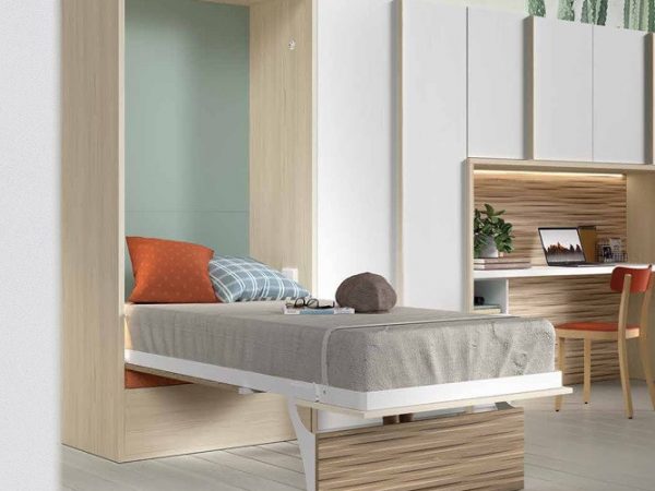 Cama abatible Vertical con asiento tapizado para colchón de 90x190 (Disponible en más medidas) REF.70 1007 Juv