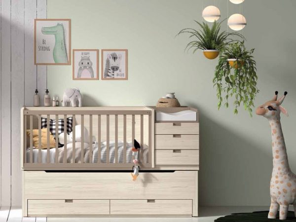 Cuna convertible (140x70) en Cama compacto de 90x190 con cajones REF.06 1007 Juv