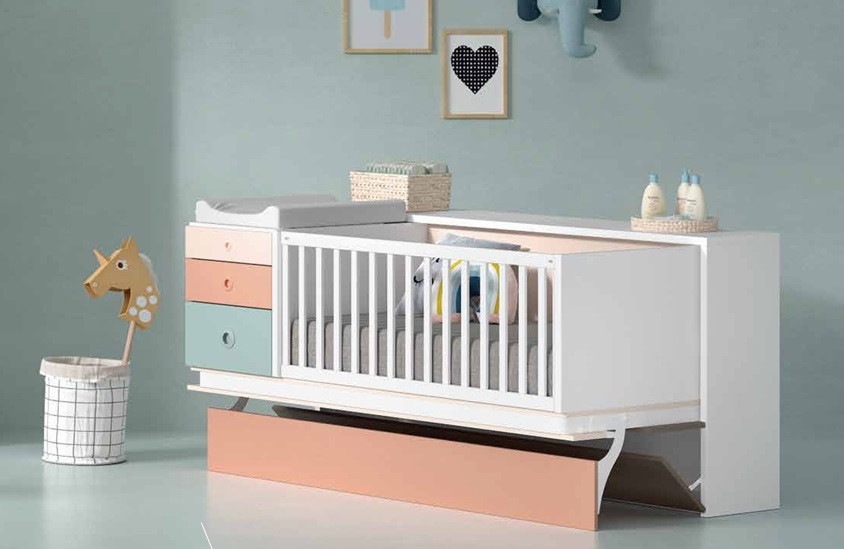 Cuna convertible (140x70) en Cama Abatible horizontal de 90x190 REF.09 1007 Juv Cuna convertible (140x70) en Cama Abatible horizontal de 90x190 REF.09 1007 Juv