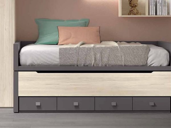 Cama con cajones compacto de 90x190 ambas camas (Disponible en más medidas) REF.40 1007 Juv