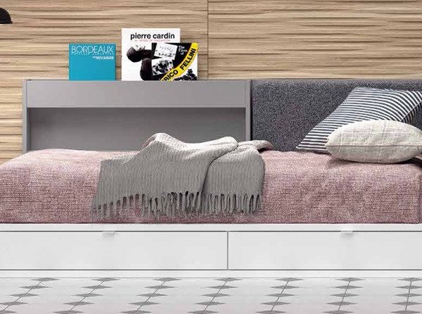 Cama Nido con tapizado y estantería con cajones de 90x190 (Disponible en más medidas) REF.58 1007 Juv