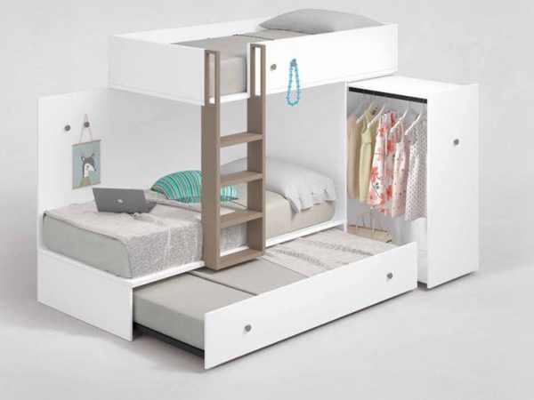 Cama tren juvenil para 3 camas de 90x190 REF.10b 1007 Juv