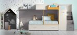 Cama tren juvenil para 3 camas de 90x190 con escalera block REF.12 1007 Juv