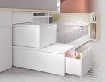 Cama tren juvenil para 2 camas de 90x190 con puente y 2 mesas extraíbles REF.21 1007 Juv