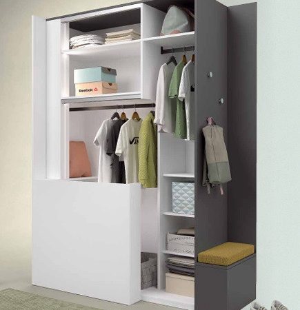 Dormitorio juvenil con cama block y Armario de Rincón REF.33 1007 Juv