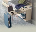 Dormitorio juvenil con cama block con cajones, mesa extraíble y con armario con cristal REF.35 1007 Juv