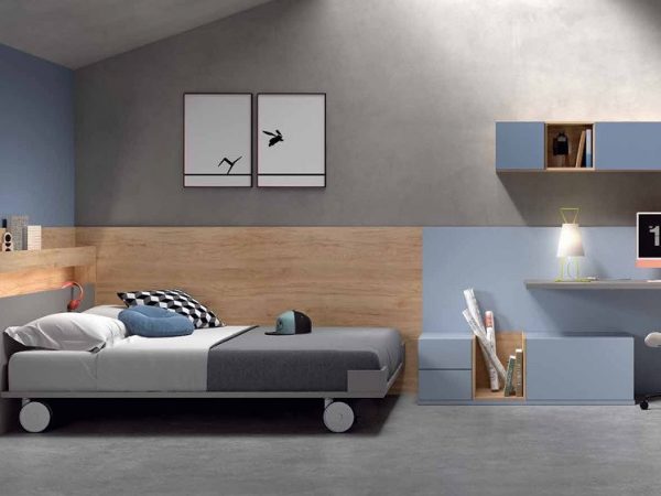 Dormitorio juvenil con cama con ruedas de 135x190 REF.80 1007 Juv