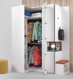 Dormitorio juvenil con cama compacto con cajones de 90x190 y Armario de Rincón REF.47 1007 Juv