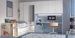 Dormitorio juvenil con Puente, Armario de rincón y cama compacto con cajones de 90x190 REF.50 1007 Juv