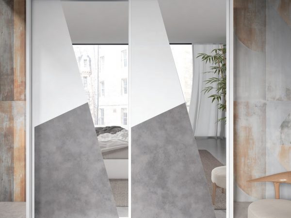 Armario de 2 puertas correderas con forma con cristal Ref.03 1443 CT
