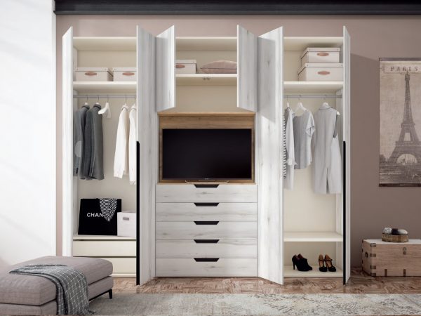 Armario de 6 puertas batientes con cajones para Tv Ref.20 1443 CT