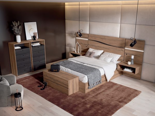 Dormitorio de matrimonio moderno con luces led y Canapé Ref.26 1443 CT