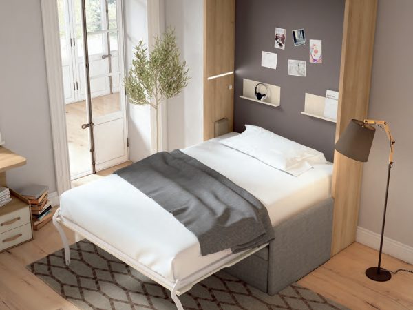 Cama abatible Vertical con Sofá y luces led para colchón de 135x190 (Disponible en más medidas) REF.63 2542